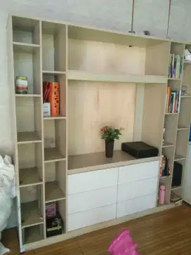 Lemari rak tv dan buku, partisi tamu