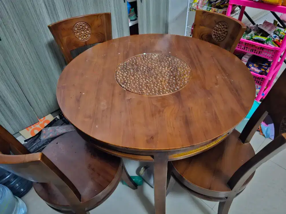 Meja makan bangku 4 kayu jati