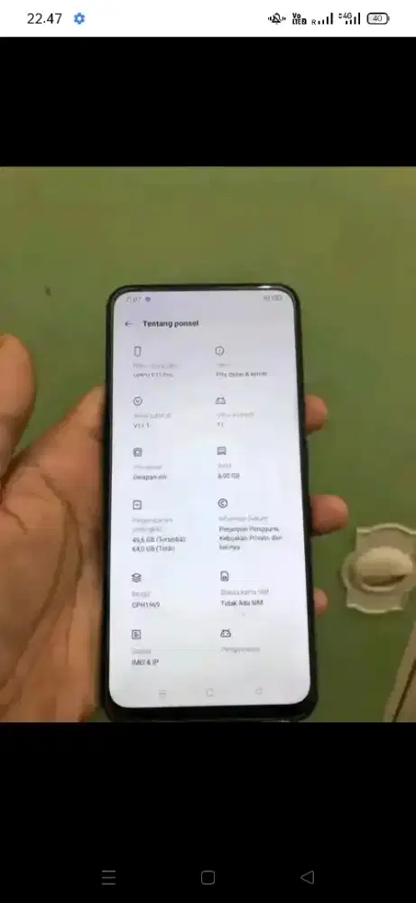 Jual Oppo f11 pro ram 6/64 kelengkapan hp casan ga ori mahar 700