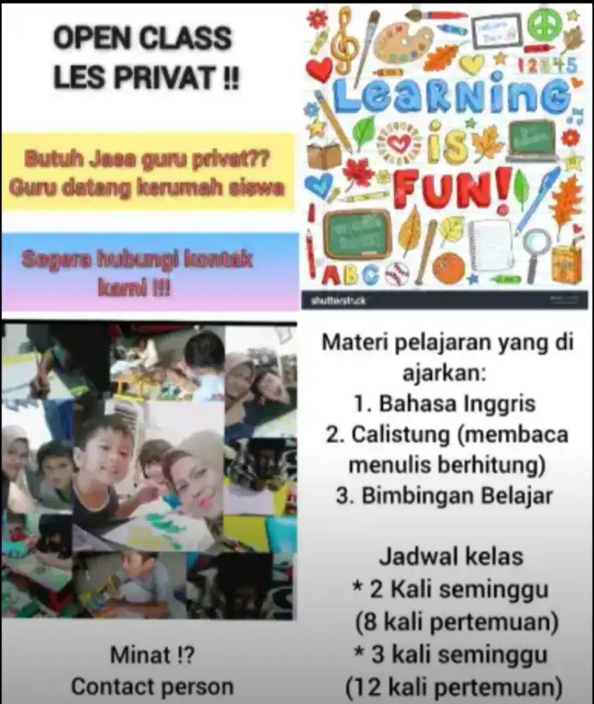 Les privat khusus anak SD guru datang kerumah siswa