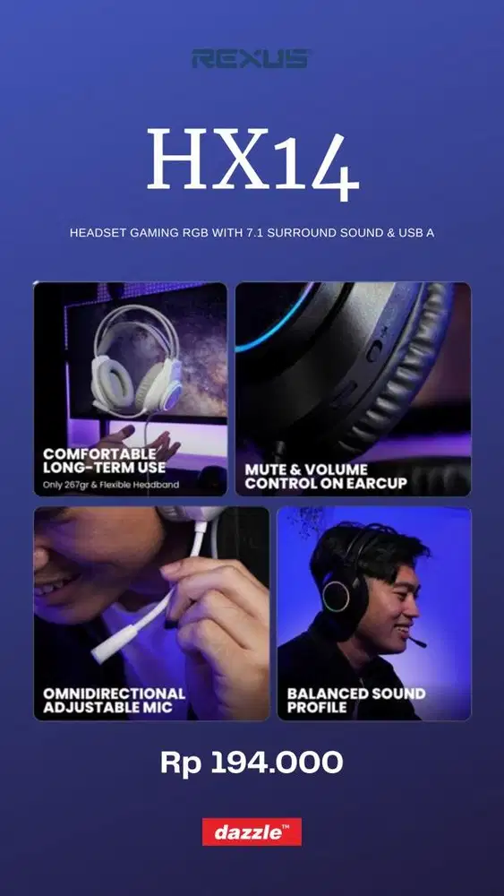 Headset gaming rexus HX14