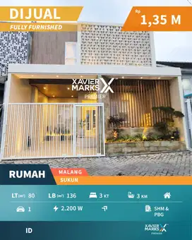 Rumah Semi Industrial Full Furnised Di Sukun Kota Malang