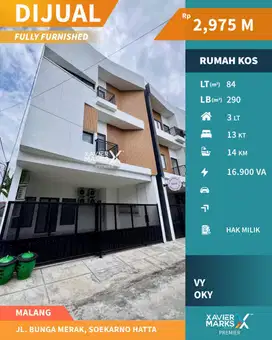 Rumah Kost Eksklusif (Indent) Di Bunga Merak Suhat Lowokwaru Malang