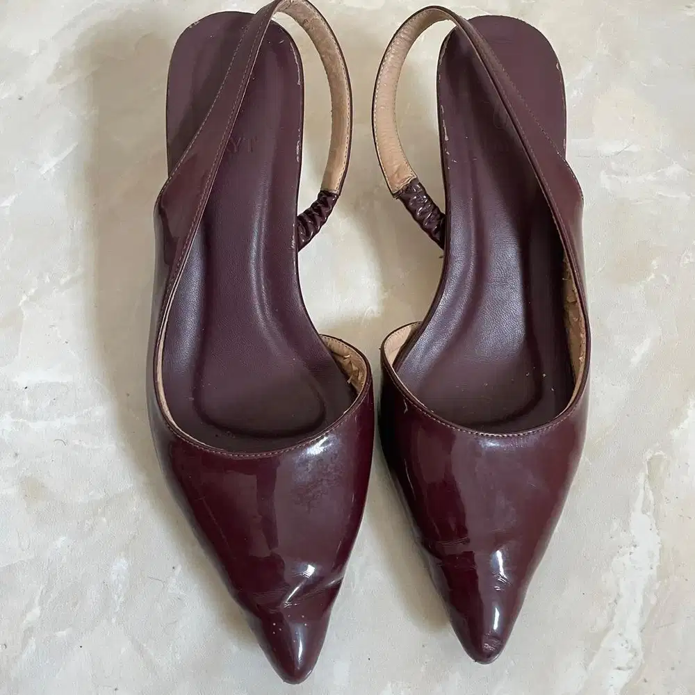 Kitten Heels Hak Tinggi Wanita Merah Maroon Marun Red Wine