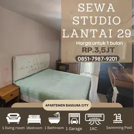 Studio sewa full furnished bulanan dekat mall apartemen bassura city