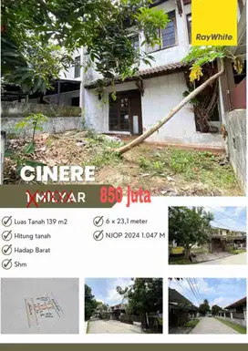 Di jual rumah hitung tanah di cinere