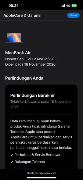 Macbook Air 2020 Retina 13” i5 512GB