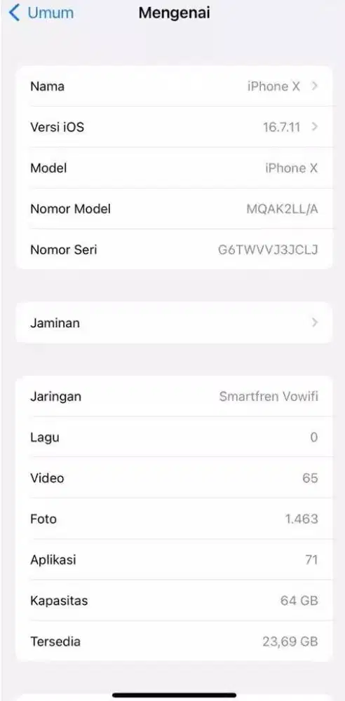 Iphone X 64GB White