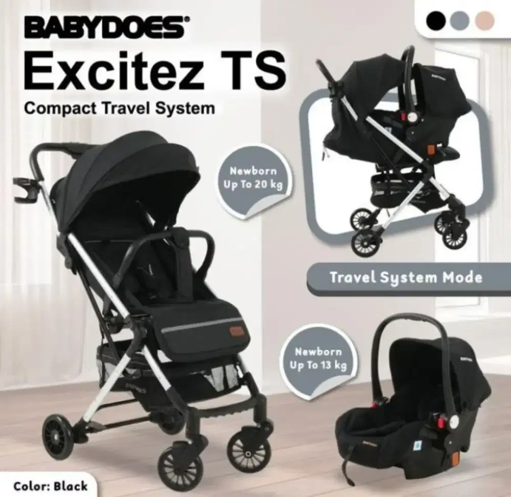 Jual Stroller + Car seat Babydoes Driver + TS Black