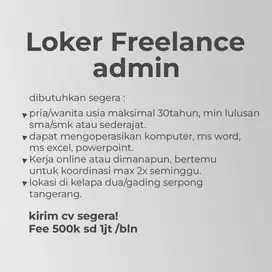 LOWONGAN FREELANCE ADMIN