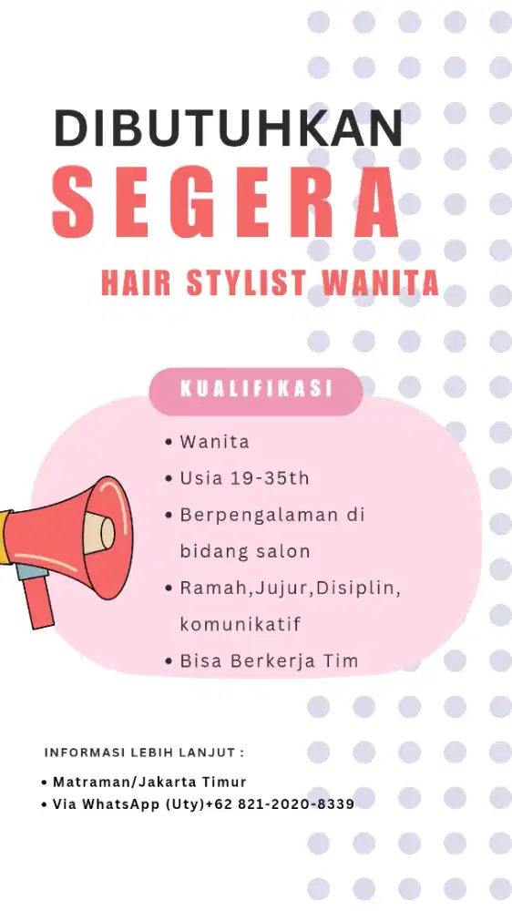 DIBUTUHKAN SEGERA