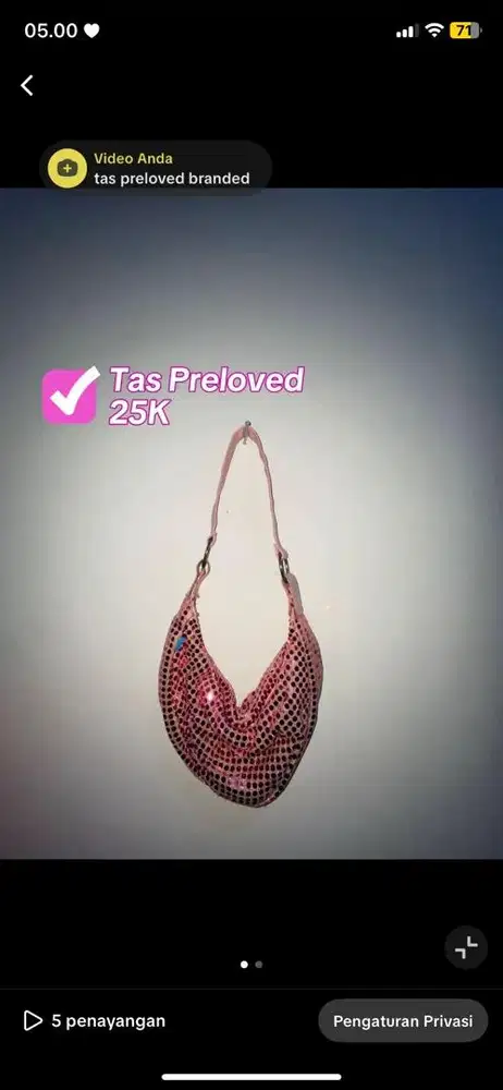 Tas pink shoulder bag