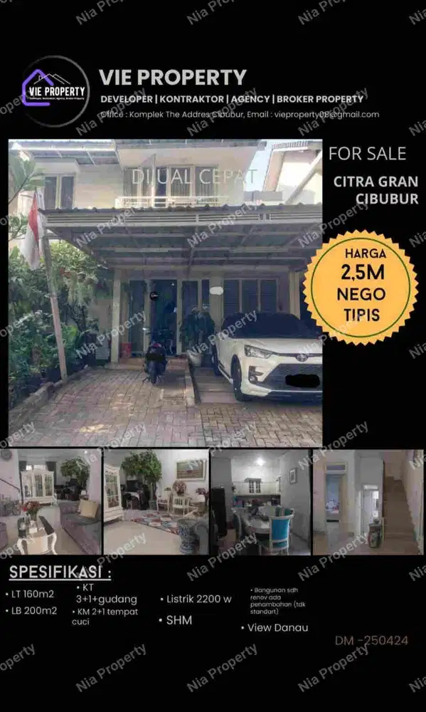 Jual Rumah Cantik Siap Huni View Danau. CitraGran Cibubur.