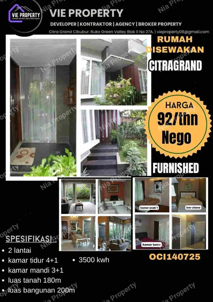 Di Sewakan Rumah Cantik Siap Huni Full Furnish. CitraGran Cibubur.