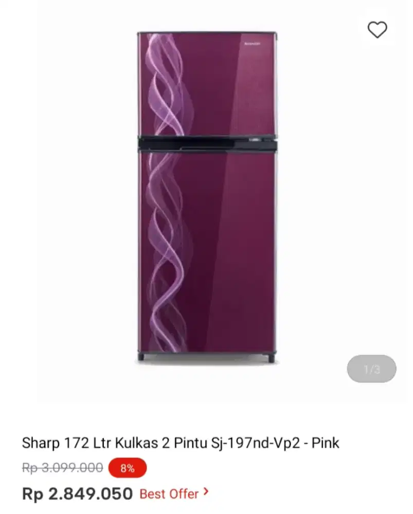 Sharp 172 Ltr Kulkas 2 Pintu Sj-197nd-Vp2 - Pink