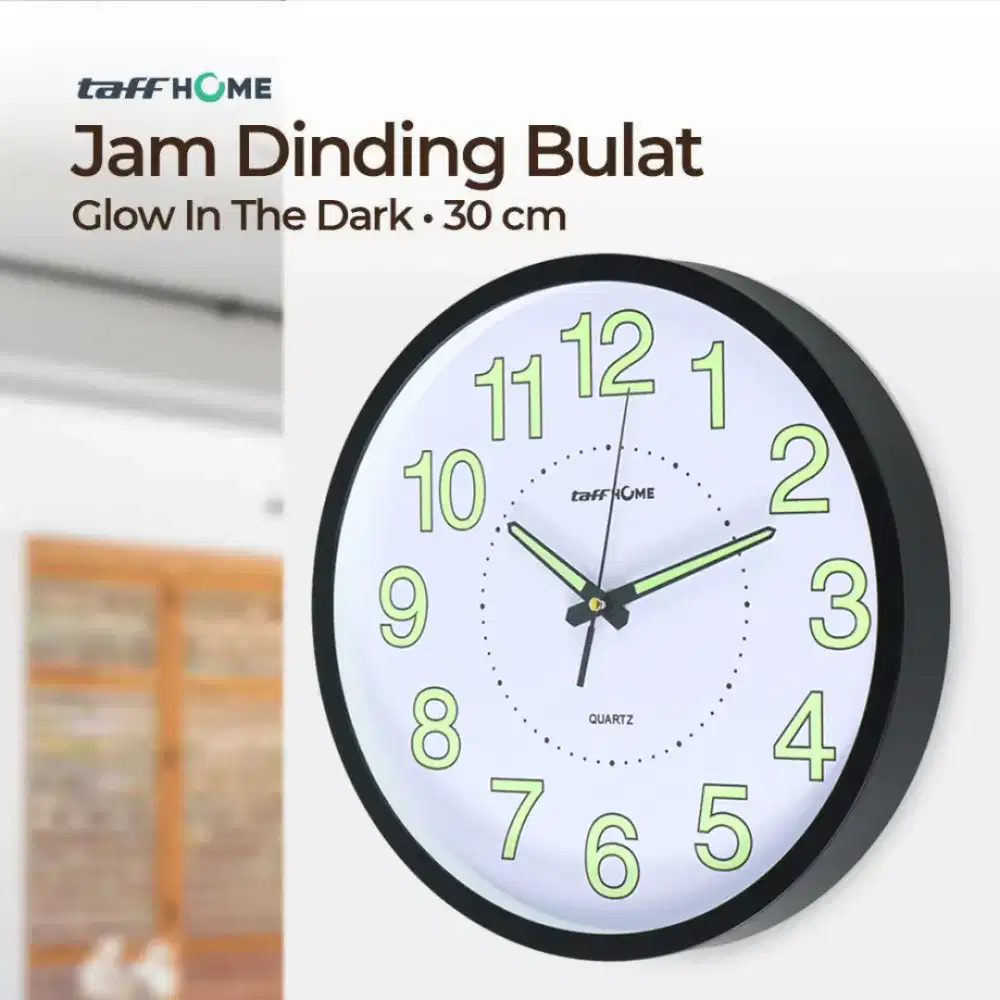 Jam Dinding Bulat Quartz Luminous Glow in The Dark