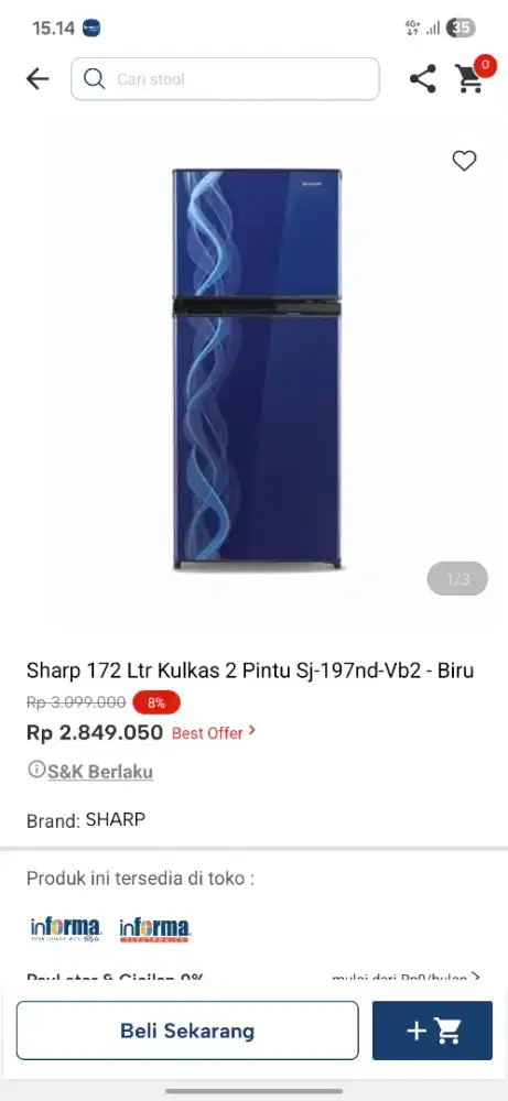 Promo kulkas sharp 2 pintu murah