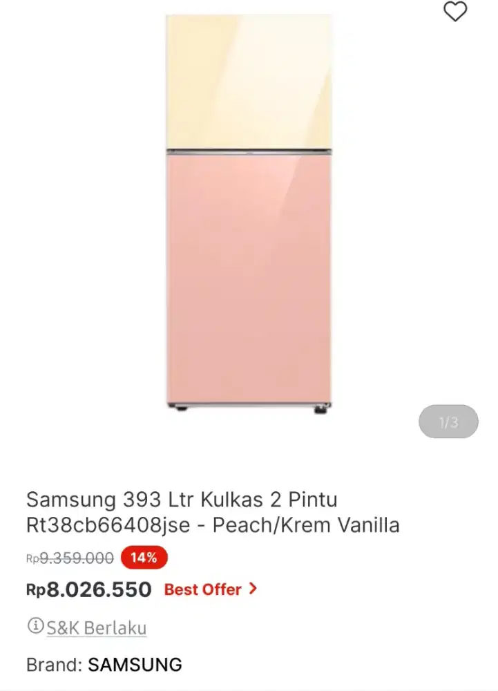 Kulkas bespoke samsung promo 380liter