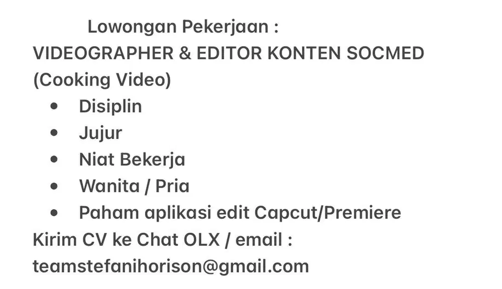 Loker : Videographer+Editor Video