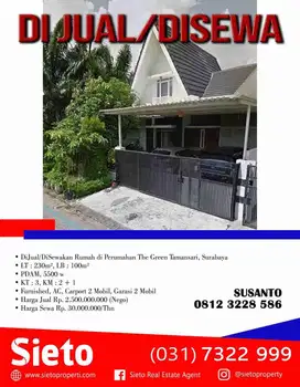 DiJual/DiSewakan Rumah di Perumahan The Green Tamansari, Surabaya