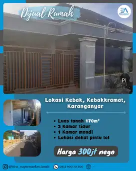 Rumah Siap Huni Dekat Tol Kebakkramat Karanganyar