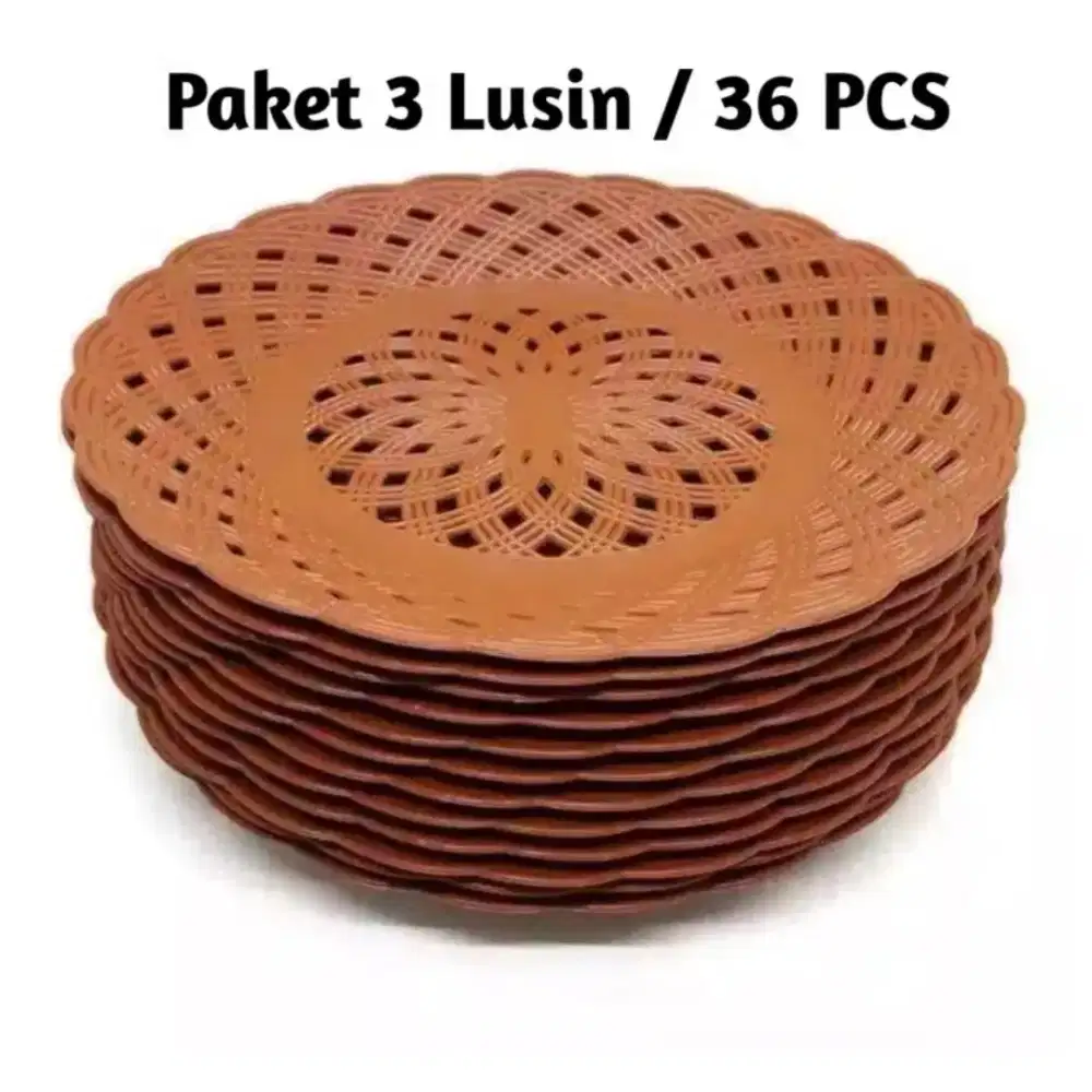 Piring rotan 36pcs warna coklat