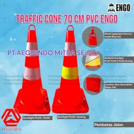 Traffic Cone 70 CM Kerucut Trafic Safety PVC ORANGE Pegangan & Lubang