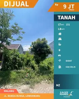 Dijual Tanah Cocok untuk Kos dekat UB di Bunga-bunga Suhat Malang
