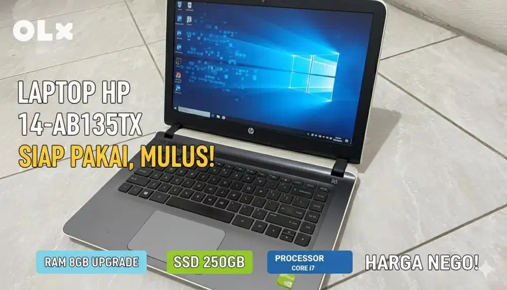 Dijual Laptop HP 14-AB135TX i7 | RAM 8GB & SSD 250GB (Anti Lelet!)