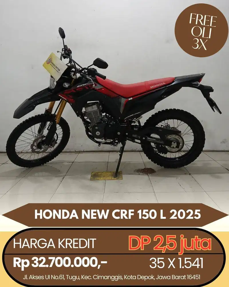 HONDA NEW CRF 150 L 2025 CASH/KREDIT SYARAT MUDAH PROSES CEPAT