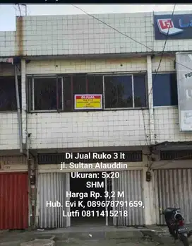 Dijual Ruko 2 lt di Jl. Sulta  Alauddin Makassar
