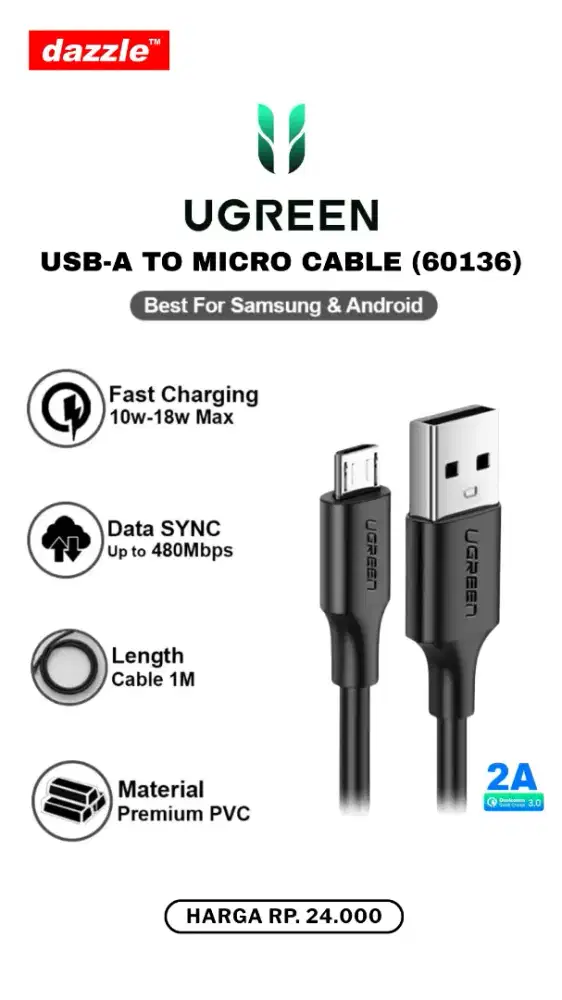 UGREEN USB-A TO MICRO CABLE (60136)