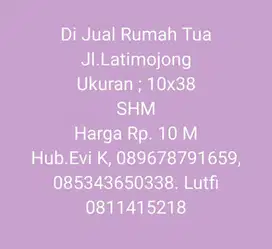 Dijual Rumah Tua di Jl. G. Latimojong Makassar