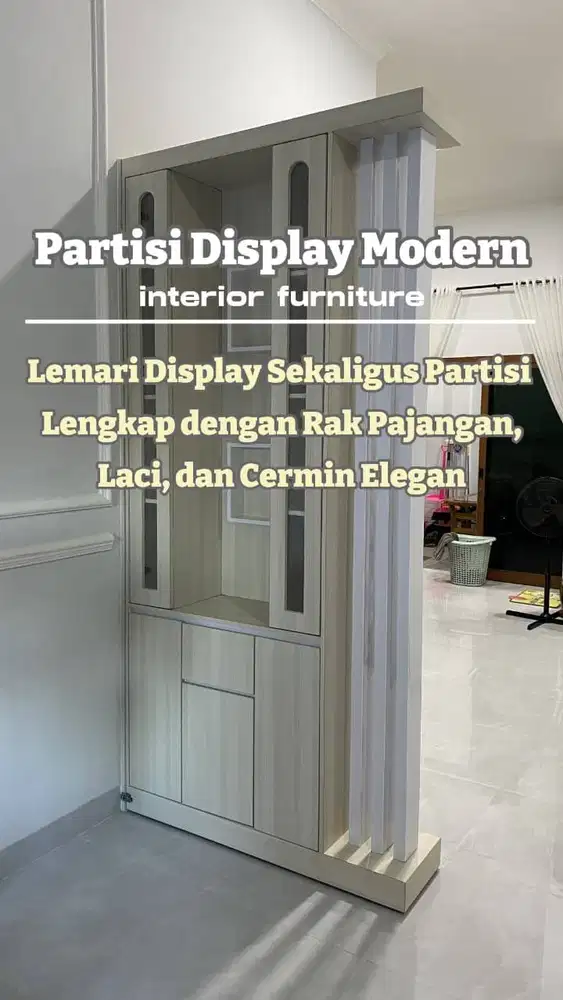 PARTISI LEMARI DISPLAY/PEMBATAS RUANGAN 2 SISI/SEKAT MODERN