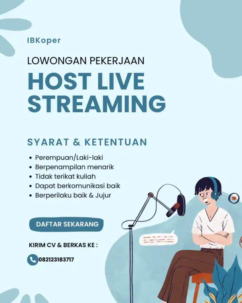 Lowongan pekerjaan Host live streaming