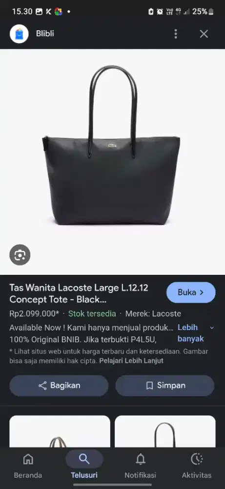Tas Lacoste wanita Authentic (Tote Bag)