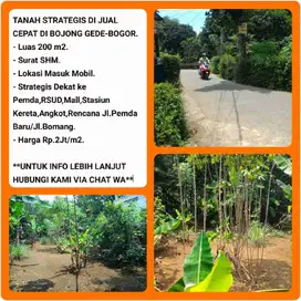 Tanah murah 200m2  SHM siap bangun lokasi strategis dekat stasiun kereta di Bojonggede-Bogor 012