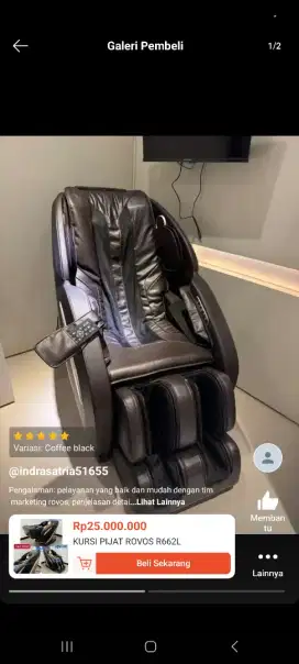 Kursi pijat rovos kondisi 95%