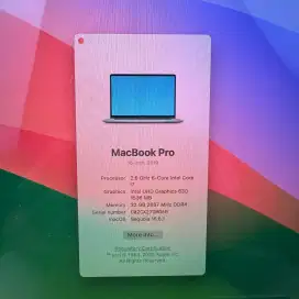 Macbook Pro 2019 Ram 32 Ssd 512 Layar 16 inch Core I7 Full set Space