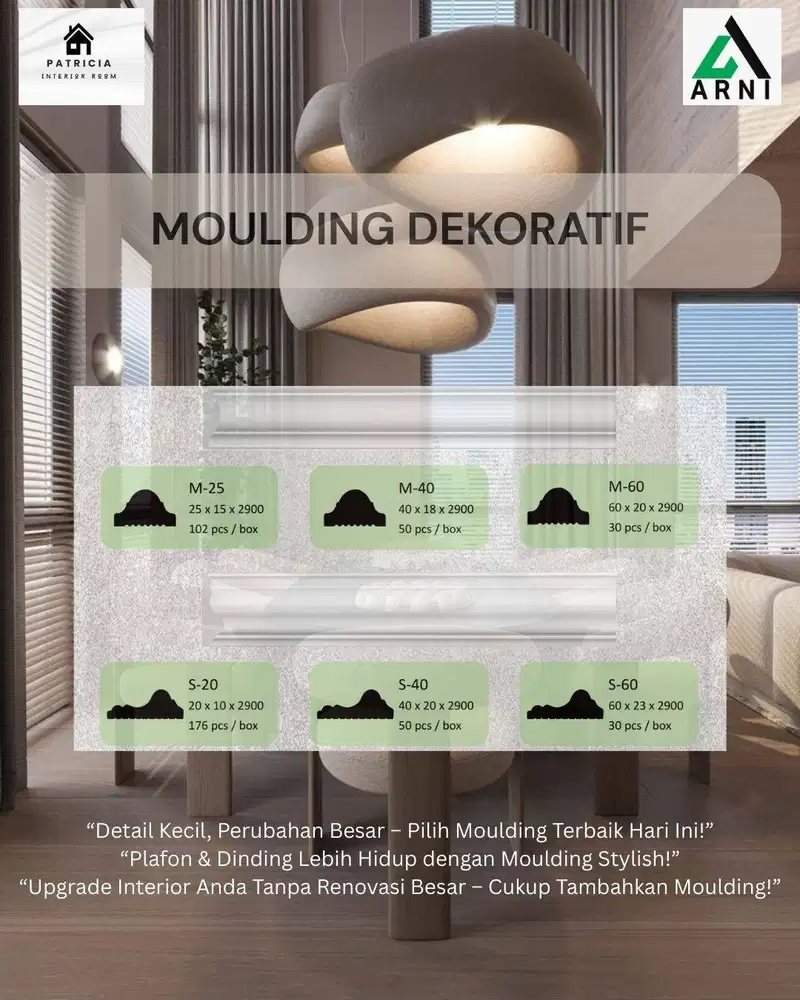 List Moulding Dekorasi | Hiasan Dinding Anti Rayap | Panjang 2,9m