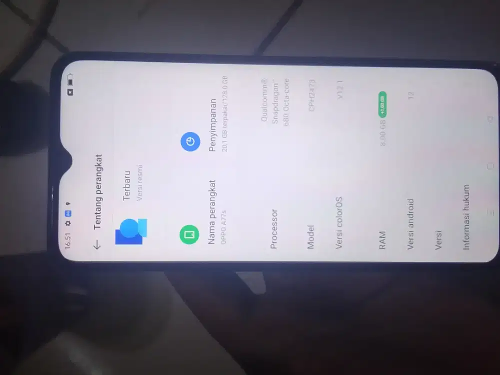 OPPO A77S ram8/128