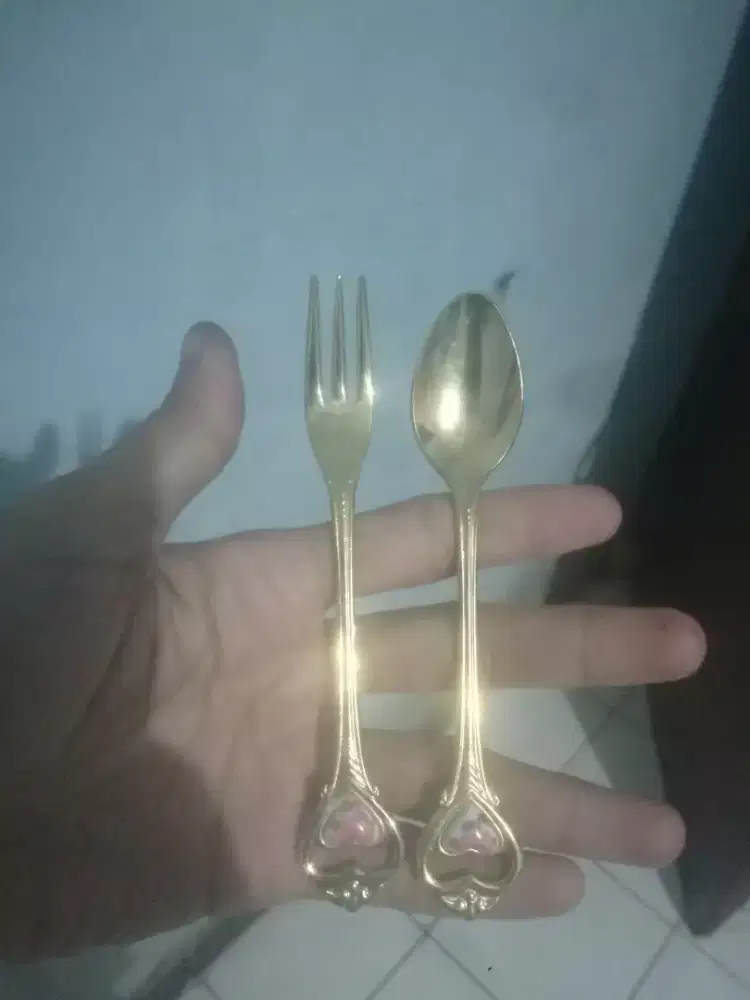 1 Set Garpu & Sendok Kecil Stainlees Steel Japan