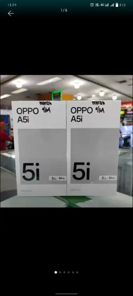 Oppo A5i 4gb + 4gb internal 64 gb baru garansi resmi