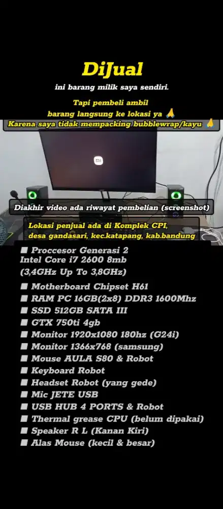 1 Set Komputer bekas - Telah dipakai 1 tahun+