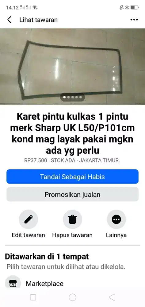Karet pintu kulkas 1 pintu merk Sharp kond bgs mgkn ada yg perlu murah