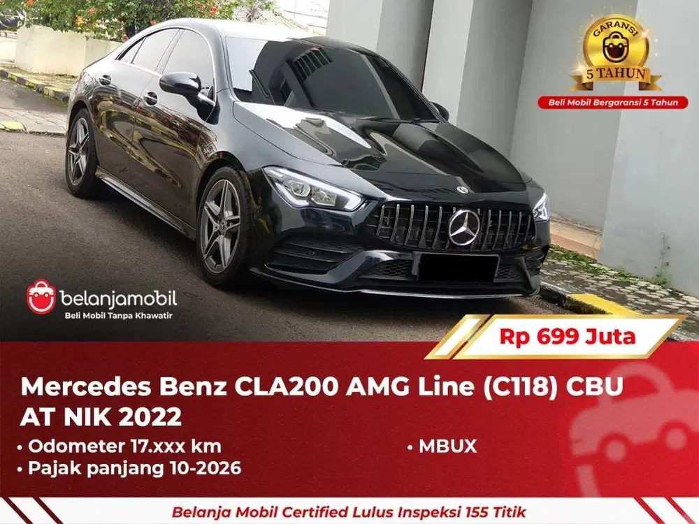 [ GARANSI 5TH ] Mercedes Benz Mercy CLA200 AMG AT Hitam 2022 2023