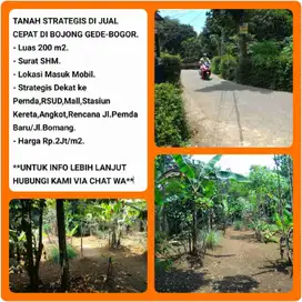 Tanah rata siap bangun SHM 200m2 lokasi strategis dekat stasiun Bojonggede -Bogor di a