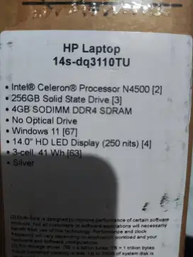 LAPTOP HP 14 N4500 CELERON 4GB 256GB W11 OHS RESMI