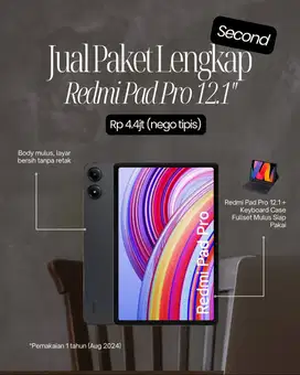 Redmi Pad Pro 12.1 + Magnetik Case + Keyboard + Mouse full set
