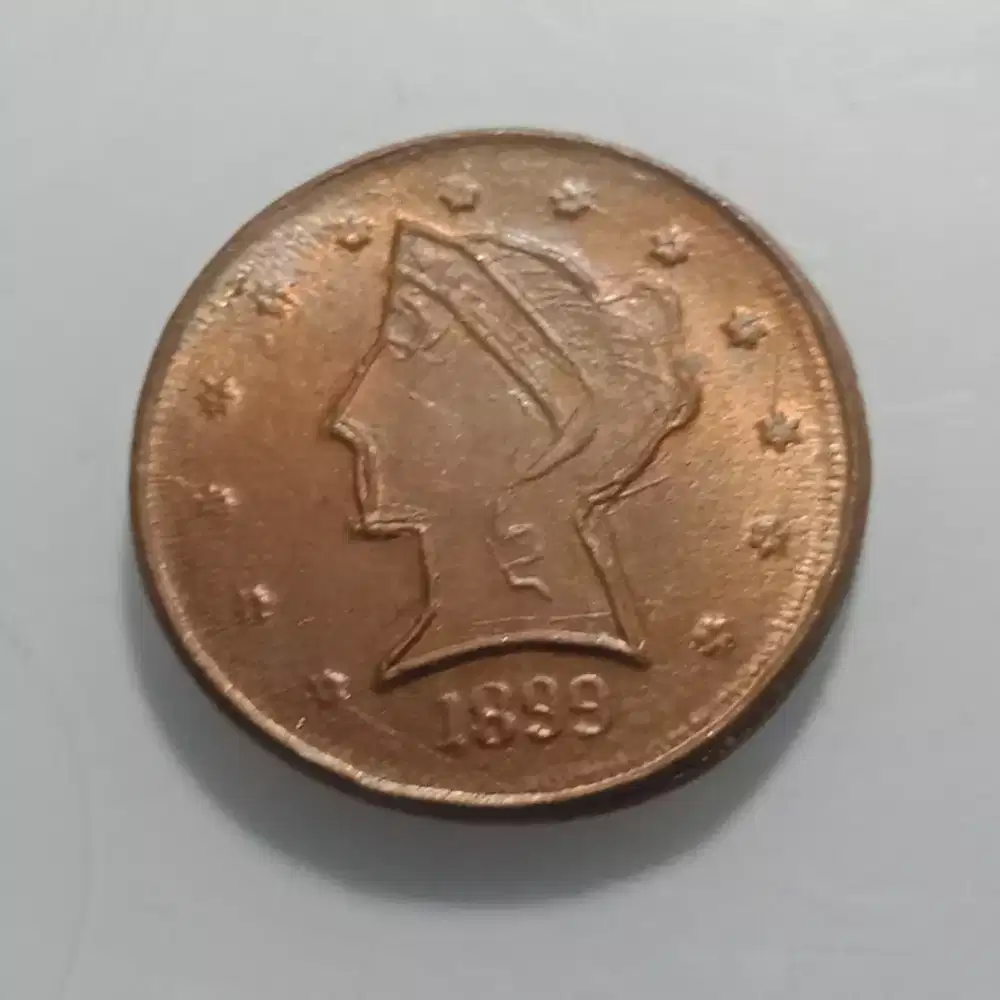 KOIN LANGKA 1899 LIBERTY HEAD JEWELLERY FLOWER USA AMERIKA